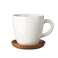 Höganäs Keramik - Kaffemugg med träfat 33 cl - Vit matt - Utgår 2015-06-30