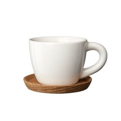 Höganäs Keramik - Espressokopp med träfat 10 cl - Vit matt