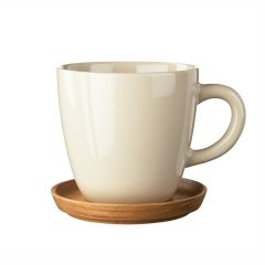 Höganäs Keramik - Kaffemugg med träfat 33 cl - Sand blank