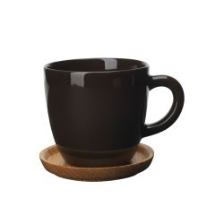 Höganäs Keramik - Kaffemugg med träfat 33 cl - Bark blank