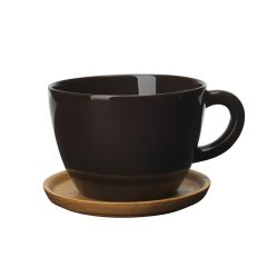 Höganäs Keramik - Kaffemugg med träfat 50 cl - Bark blank