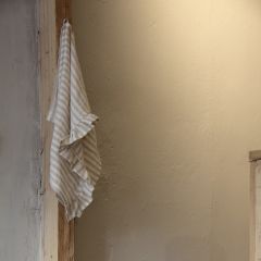 MagicLinen - Kökshandduk med volang randig beige/offwhite