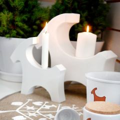 Rotor - Jul - Ljusstake julbock i keramik vit 34 cm